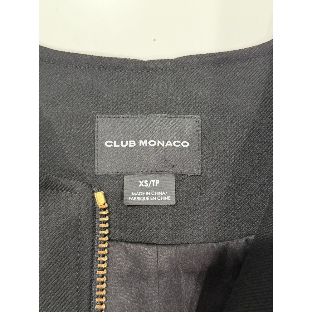 Club Monaco Black Faux Fur Trim Zip Front Coat Jacket XS 295681708 Mixed Media - Picture 5 of 9
